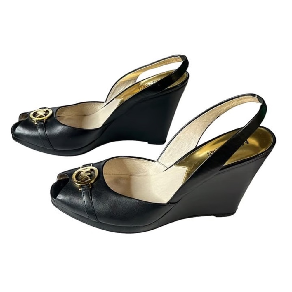 Michael Kors Black Wedge Slingbacks